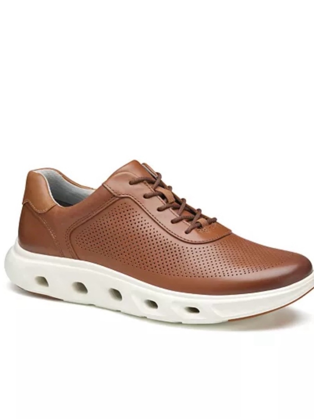Johnston & Murphy Men's Perforated Leather Sneaker - Brown & White
